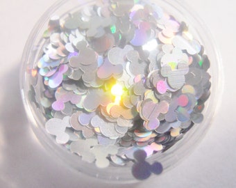 Holo Silver Mickey Mouse Heads 1 Ounce 1/8" Shape Glitter