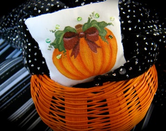 Pumpkin Harvest Miniature Dollhouse Pillow
