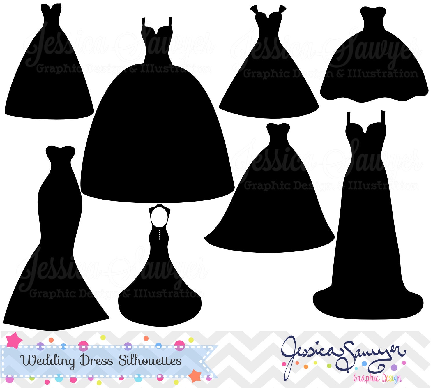 Download INSTANT DOWNLOAD wedding dress clipart silhouette clipart