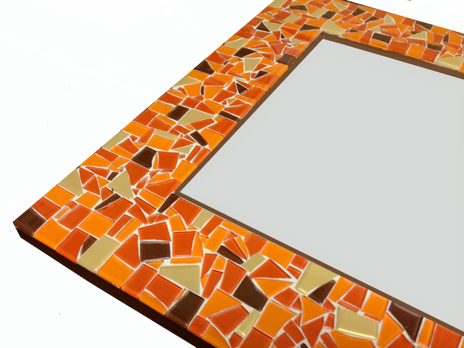 Orange Mosaic Wall Mirror Orange Home Decor Decorative Wall