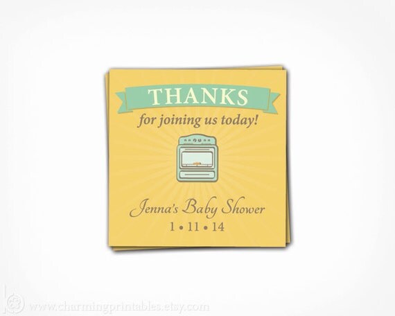 Bun in the Oven Baby Shower Tags - PRINTABLE PDF File Thank You Favor Tag - Gender Neutral Baby Shower Favors Il_570xn