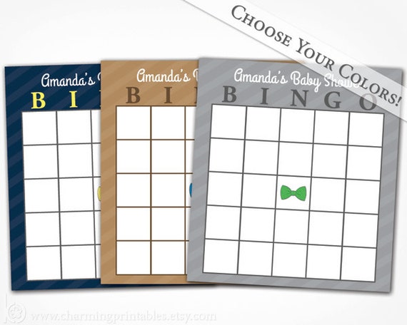 Bow Tie Baby Shower Bingo Boy - Choose Your Colors - PRINTABLE DIY Digital File Bingo Card - Boy Baby Shower Games - Bow Tie Collection Il_570xn