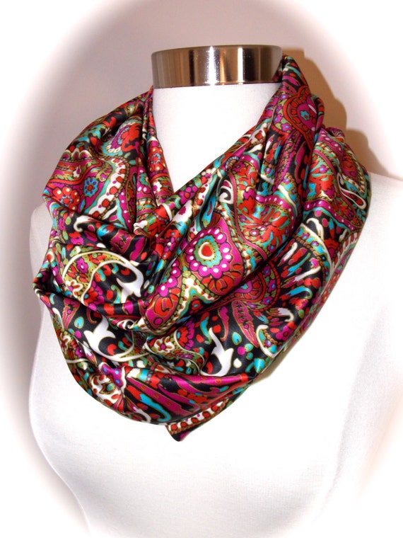 Colorful summer scarf/paisley scarf/silky scarf