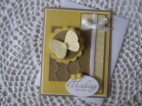 Handmade Greeting Card Thinking Of You Blank Inside 