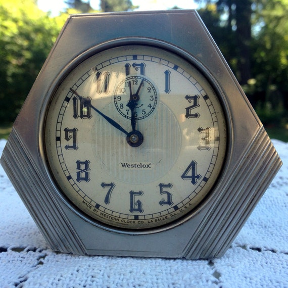 Antique Westclox Art Deco Alarm Clock Nickel By Lacecurtainvintage