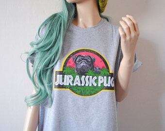 Jurassic Pug Grey T-Shirt