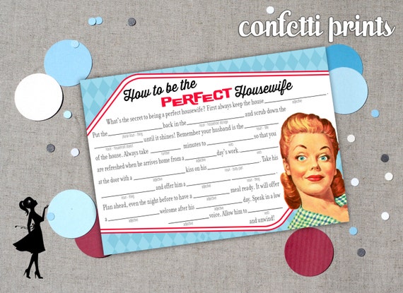 Retro Bridal Shower Game - PERFECT HOUSEWIFE Printable Il_570xn