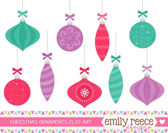 50% Off Sale - Christmas Ornaments Tree Bauble Decoration Cute Clip Art - Commercial Use - Scrapbooking Invitations Cards - Instant Download Il_570xn