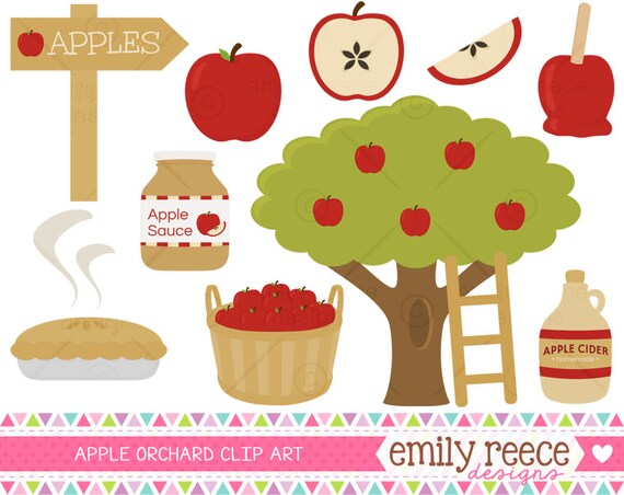 50% Off Sale - Apple Orchard Tree Applesauce Apple Pie Cute Clip Art - Commercial Use - Scrapbooking Invitations Cards - Instant Download Il_570xn