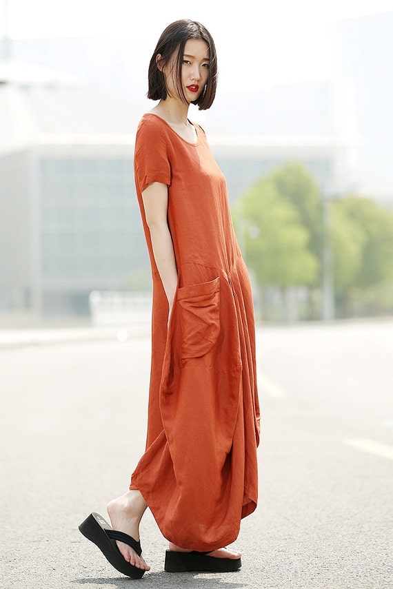 orange slacks women's