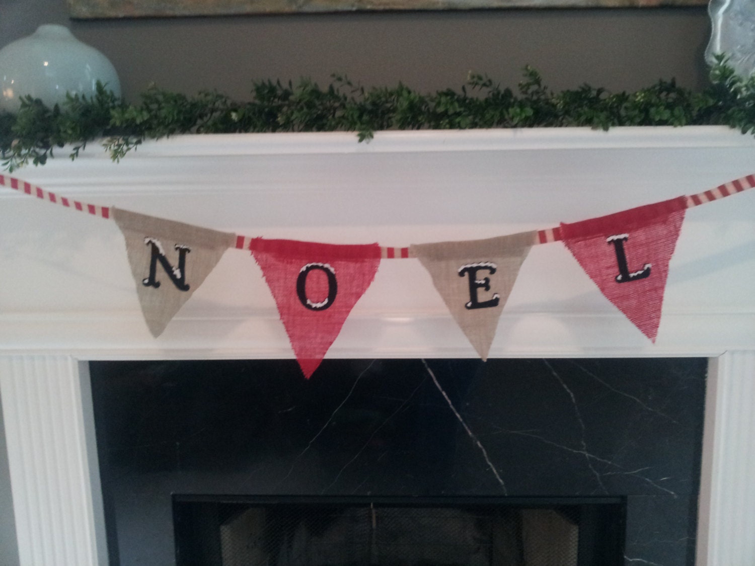 Embroidered Burlap Christmas Banner