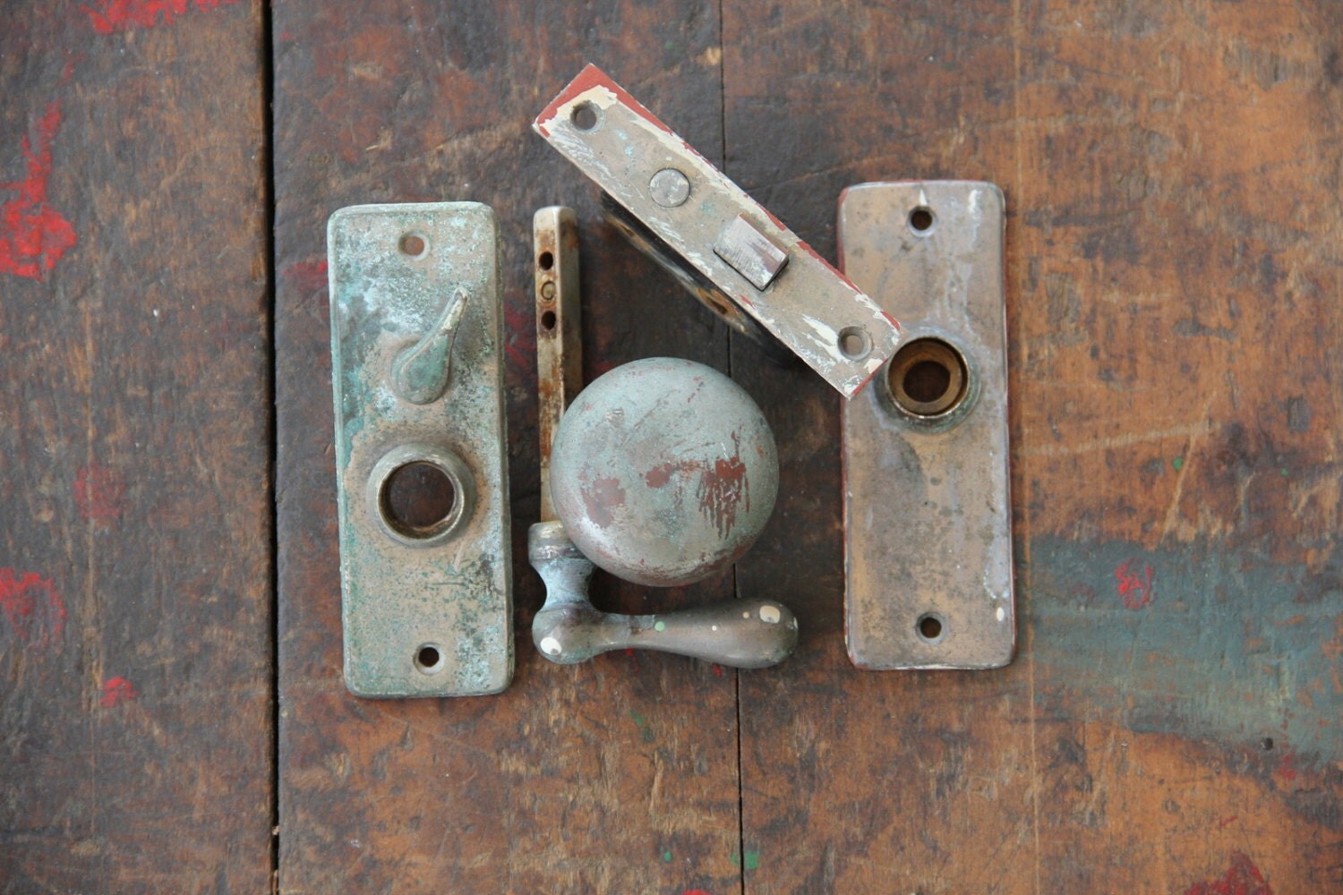 complete door latch lock knob assembly