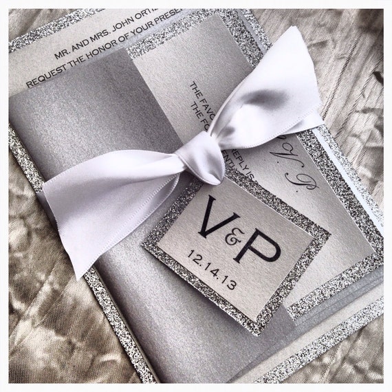 White And Silver Wedding Invitations 1