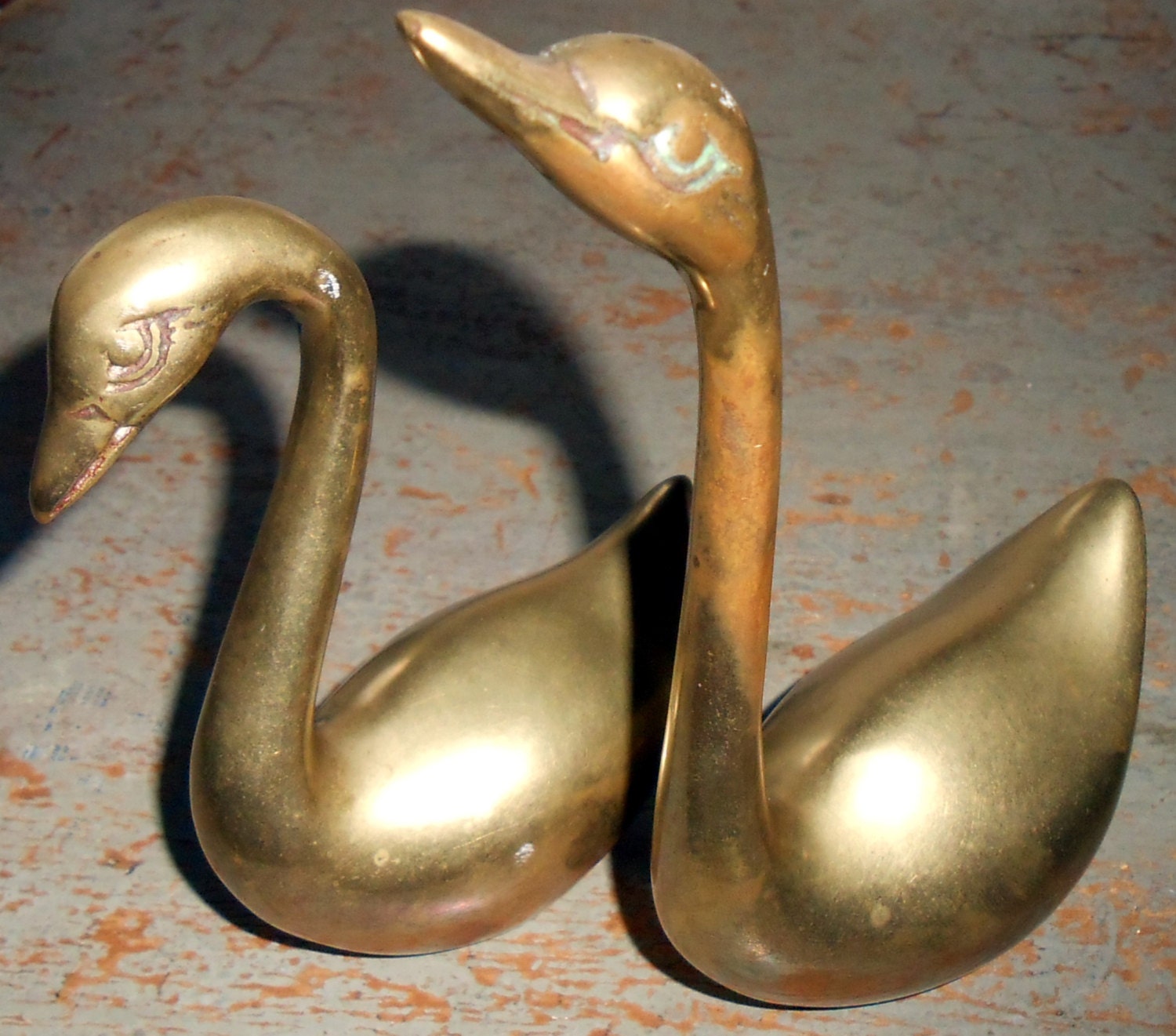 Vintage Figurine Swans Solid Brass Collectibles Brass