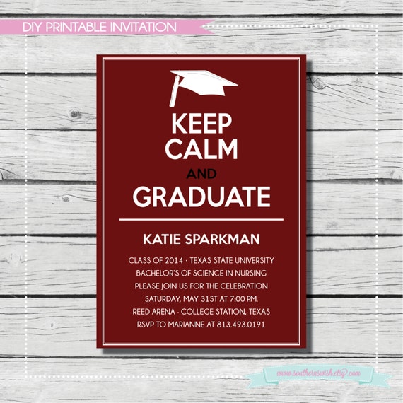 Maroon And White Graduation Invitations 8