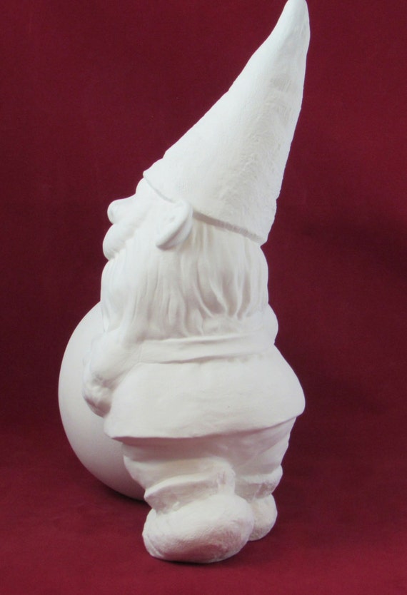 Ceramic Ready to Paint Garden Gnome with Ball 13 inches