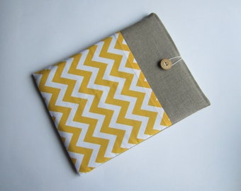 Chevron iPad sleeve, linen iPad sleeve, iPad case, iPad cover, handmade iPad sleeve, iPad smart cover
