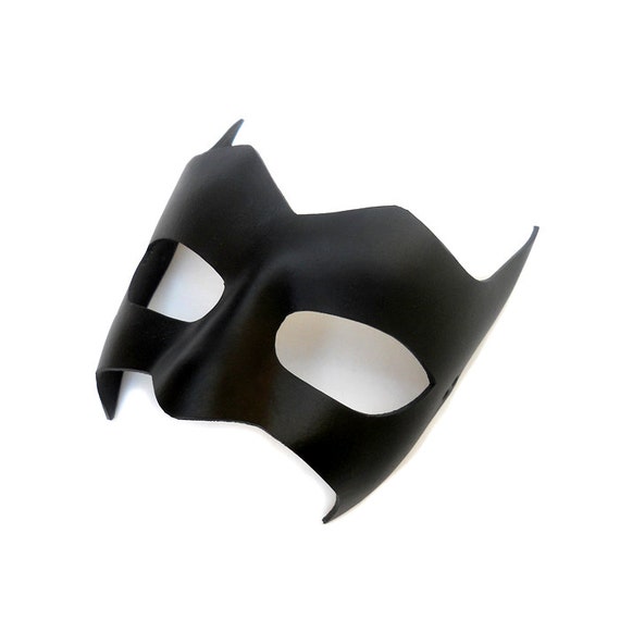 Bat Male Black Leather Mask Men Man Masculine Horns by LMEmasks