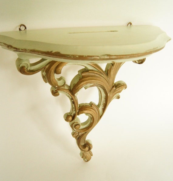 Fancy Scroll Plate Wooden Shelf Sconce Home Decor Shabby Chic on Wooden Wall Sconce Shelf id=62909