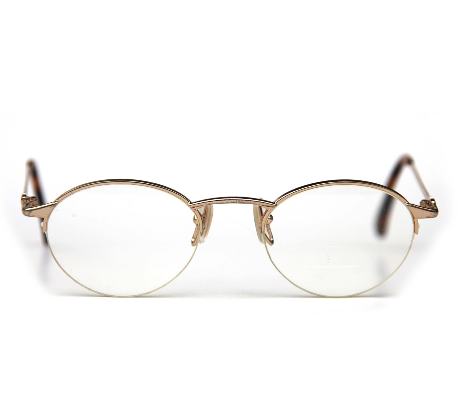 SUNJET by CARRERA Eye Glasses Half Rim Gold Round Steampunk