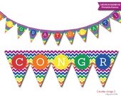 Congratulations Banner Printable Instant Dowload Rainbow Chevron DIY Digital PDFs Graduation Photo Prop New Baby Il_170x135