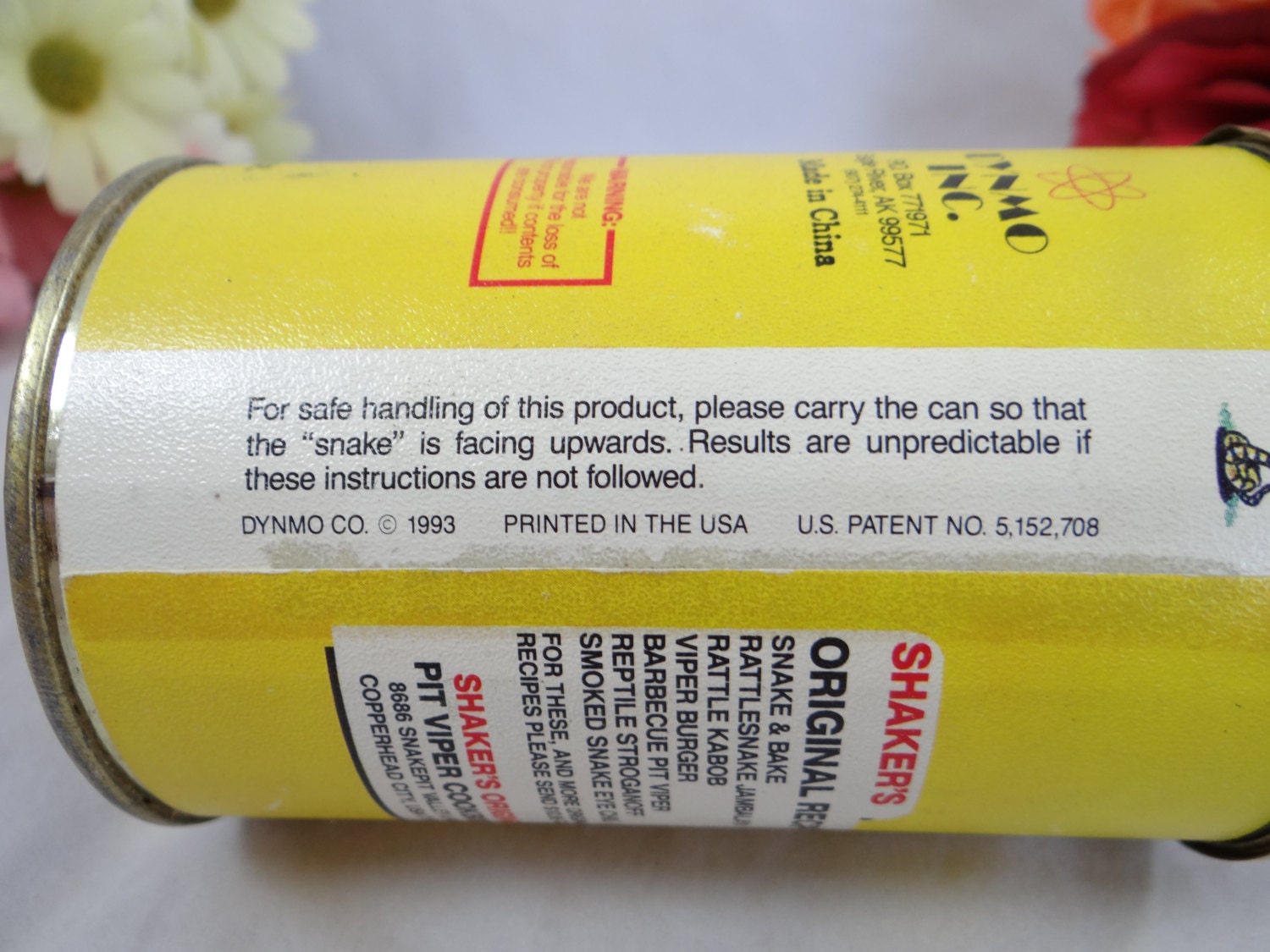 Vintage Shakers Original Live Canned Rattlesnake Can Gag