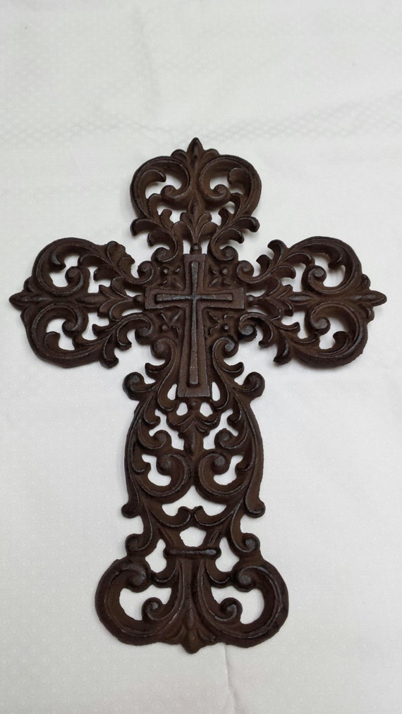 Items similar to Large Cast Iron Cross Wall Hanging on Etsy