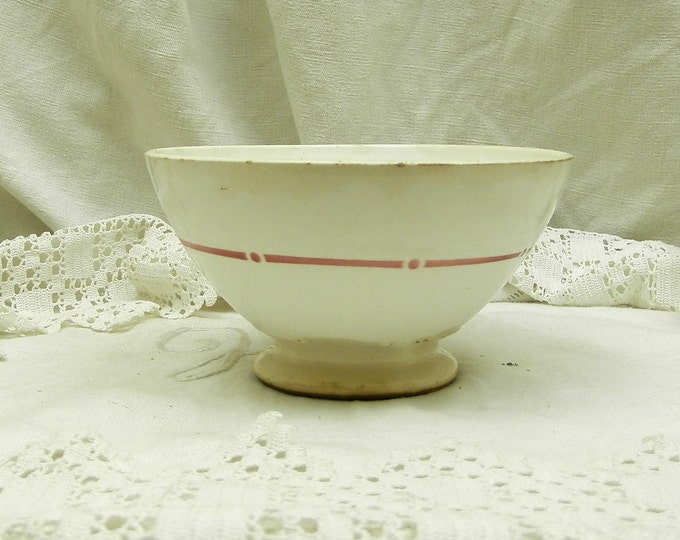 Vintage French Farmhouse Ceramic Digoin Café au Lait Bowl, French Country Cottage Coffee Bowl, Shabby Chateau Chic Kitchenware Decor