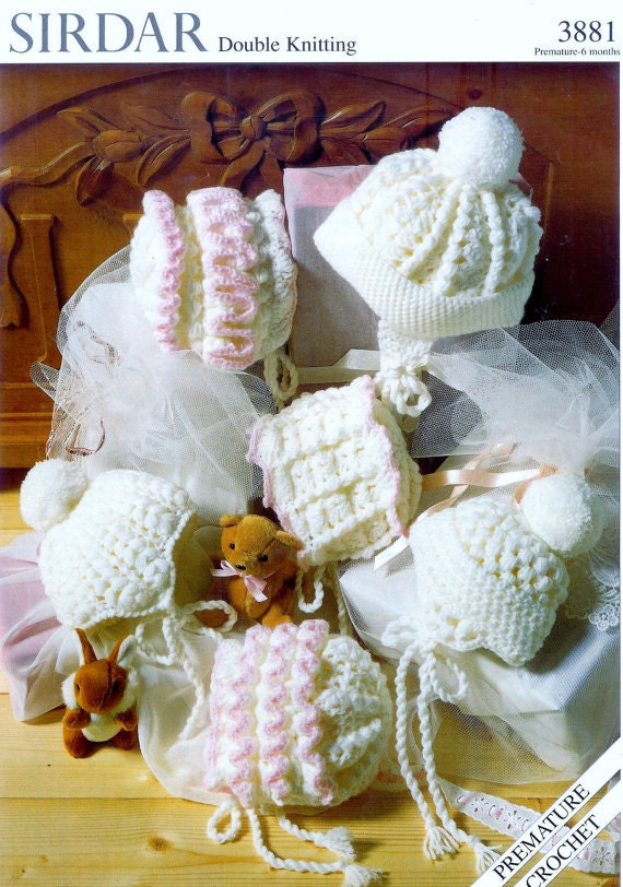 baby crochet pattern for baby bonnets oys and girls prem to