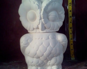 Arnels Owl Cookie Jar/ Cannister glazed inside / rim ready to paint