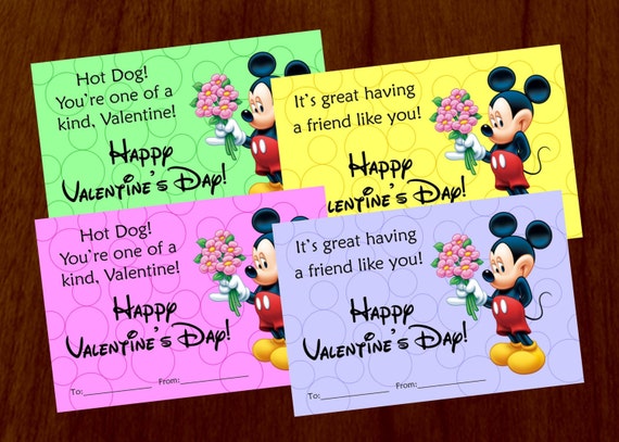 mickey mouse valentines day custom printable card digital file by