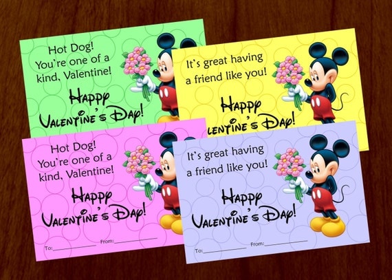 mickey mouse valentines day custom printable card digital file by