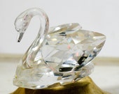 Swarovski Crystal Swan Figurine, Vintage Collectible Glass Swarovski Crystal Swan Figurine, Vintage Collectible Glass
