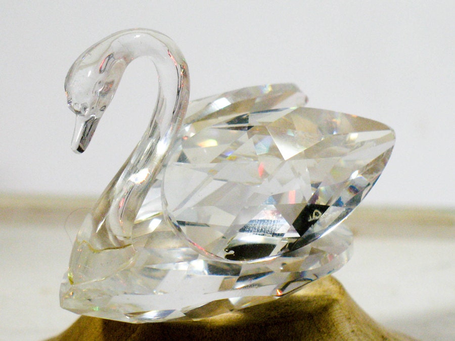 Swarovski Crystal Swan Figurine Vintage by ScrappyPuppy on Etsy