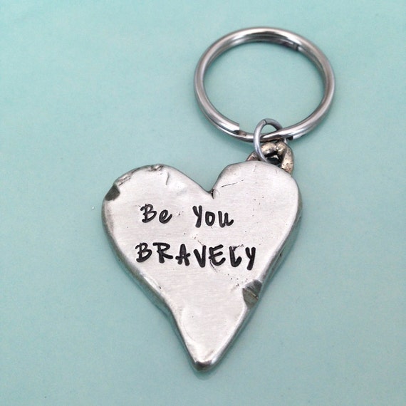 Heart Pewter Keychain Stamped Keychains Hand Stamped Ts