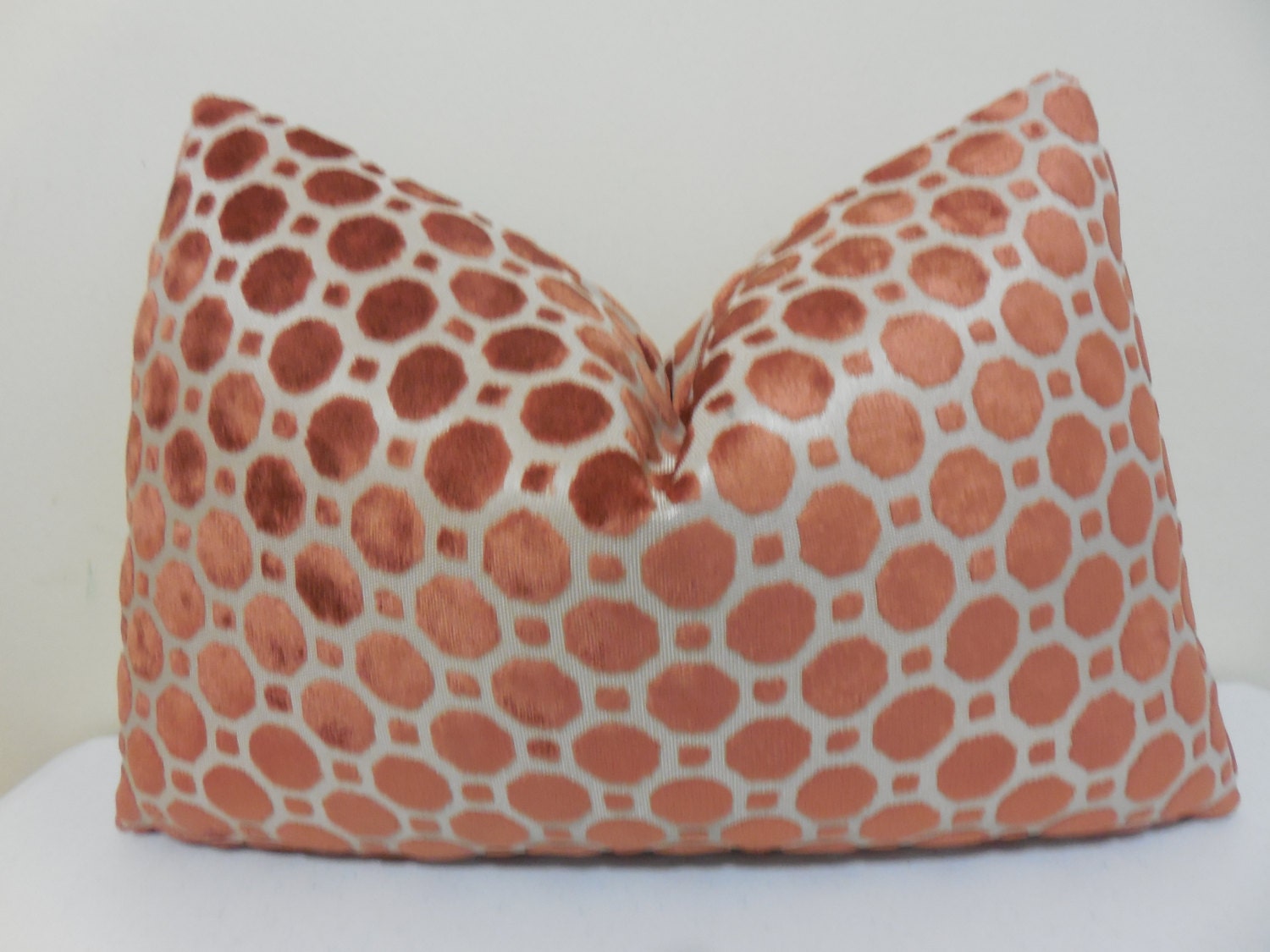 Copper/ Burnt Orange Velvet Lumbar Pillow Pillow by ZourraDesigns