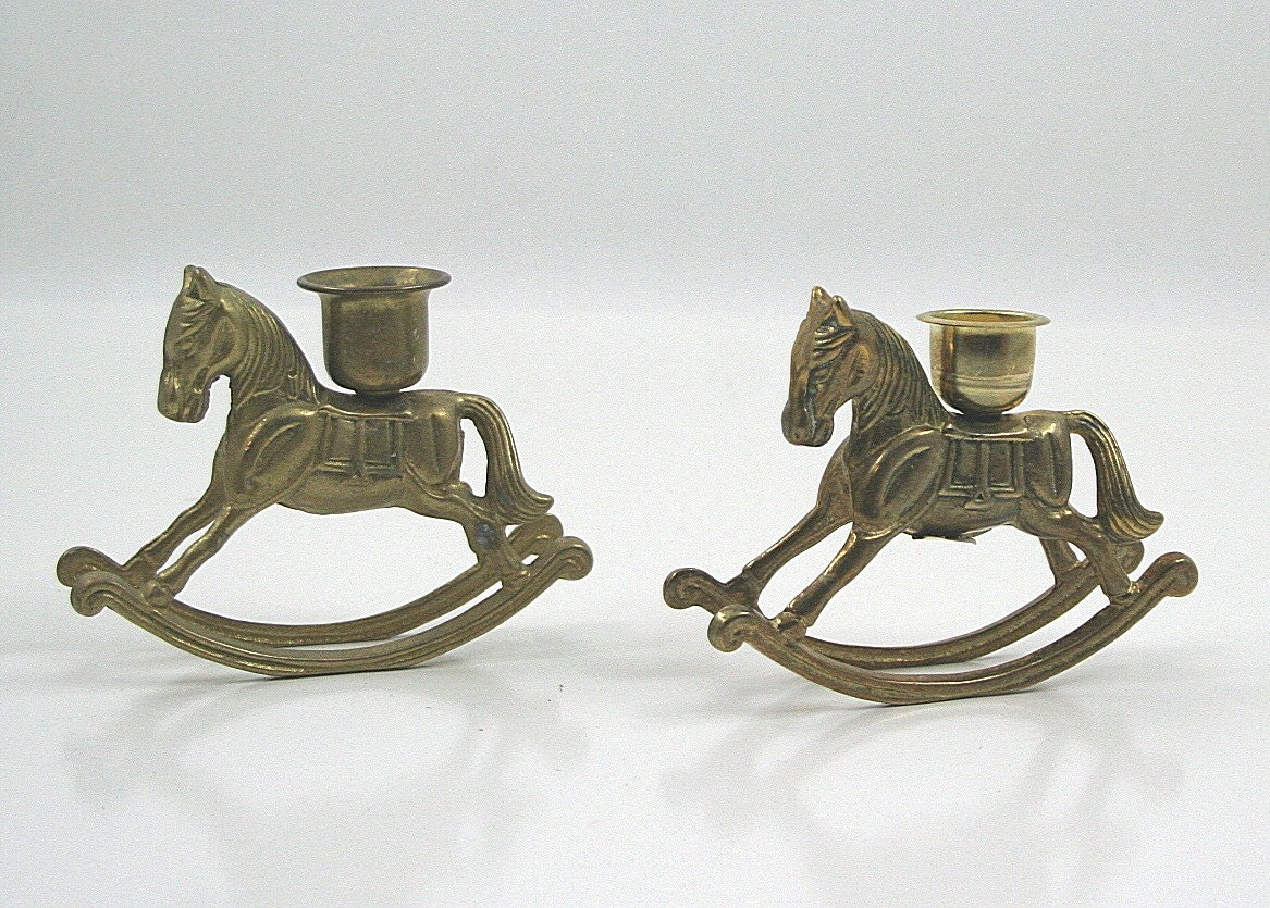 Brass Rocking Horse Candle Holders