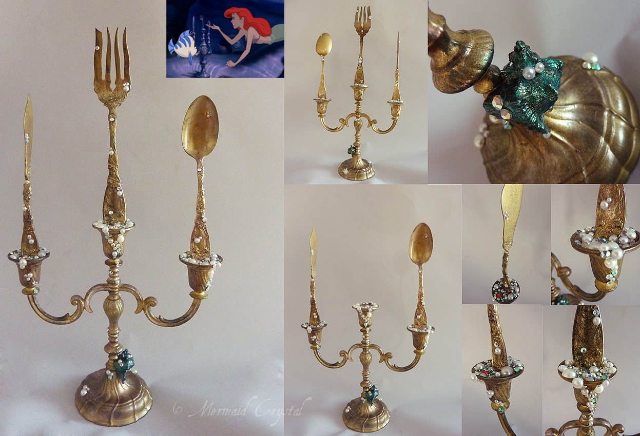 The Little Mermaid Candelabra with Dinglehopper Antique