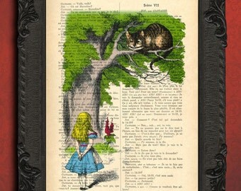 Alice in Wonderland Art Cheshire Cat Teacup on Head