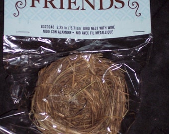 grass bird nest with clip,2.25 inch diameter,spring florals and crafts,wreath embellishment