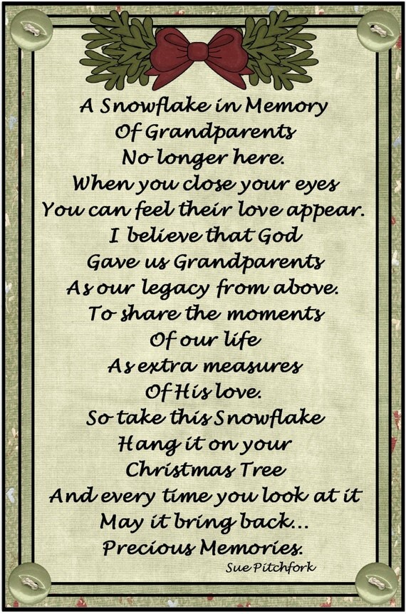 In Loving Memory of Your Grandparents Snowflake Ornament