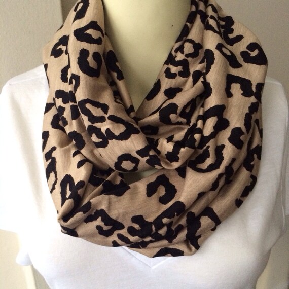 Soft and cozy stretch jersey infinity scarf tan and by MoxieMoon