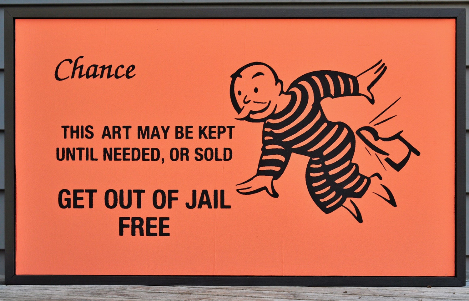 Framed Get Out Of Jail Free Monopoly Chance Card Folk Art