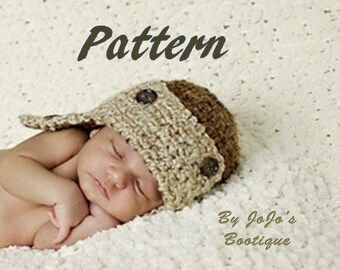 PATTERN - Baby Aviator Pattern - Chunky Aviator Hat - Boy's Crochet Hat Pattern - Instant Download-by JoJosBootiqueC