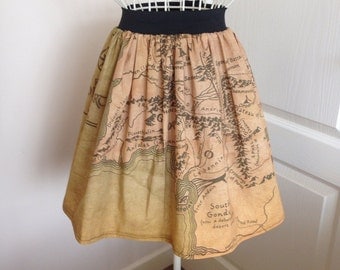 Ladies Lord of The Rings Middle Earth map inspired full skater style skirt