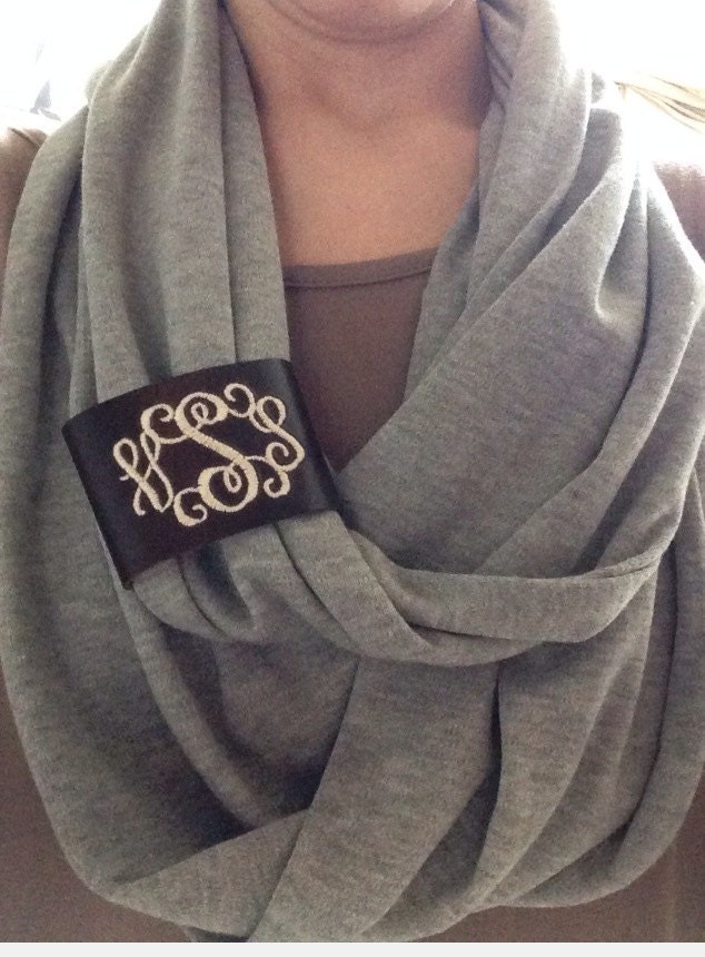 Monogram Leather Scarf Clip Monogrammed Scarf Ring