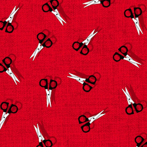 Henry Glass "And Sew On Collection" - Red Scissors