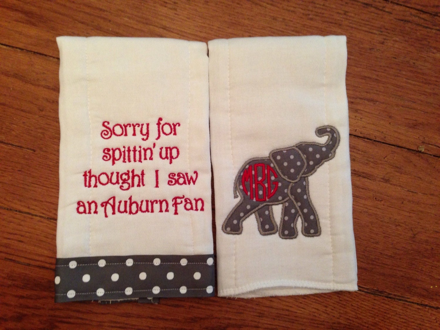 Personalized Alabama Elephant Burp cloth set/monogrammed burp