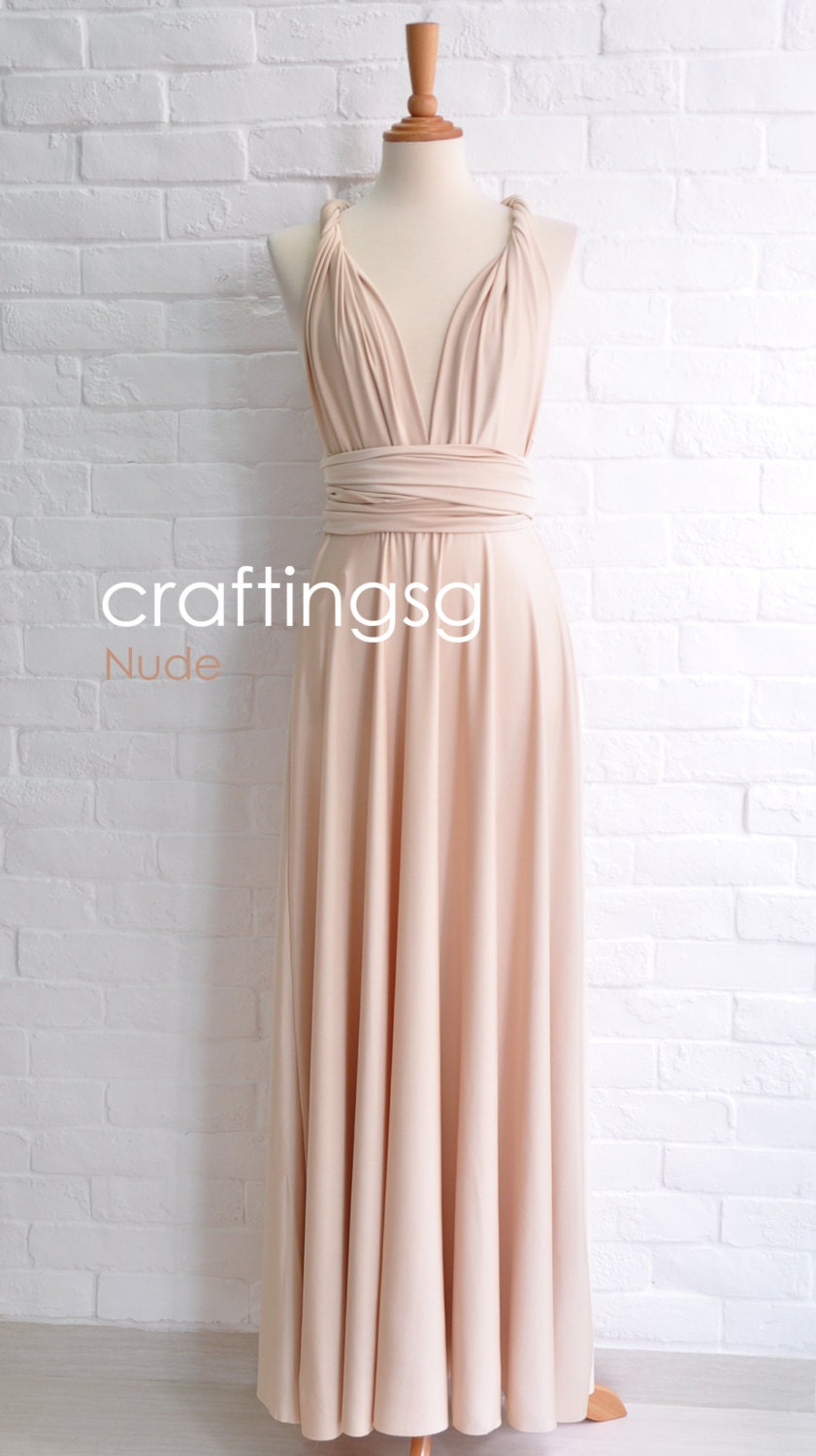 Bridesmaid Dress Infinity Dress Nude Floor Length Wrap
