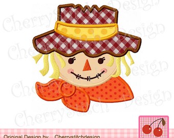 Scarecrow Applique,Autumn Embroidery Design,Thanksgiving Embroidery Design-for 4x4 5x7 6x10 Hoop-Machine Embroidery Applique Design